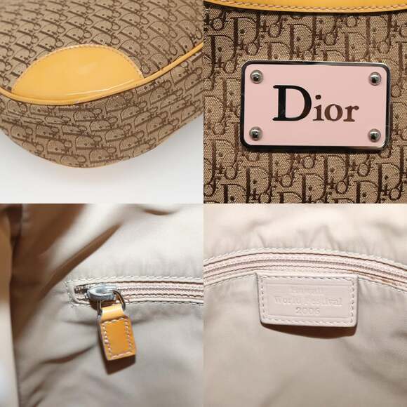 DIOR Trotter Canvas Shoulder Bag Beige Silver - Picture 11 of 13